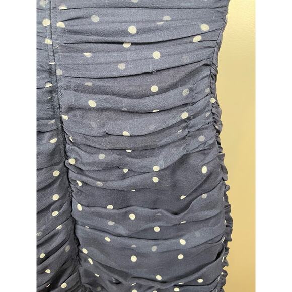 Retrofete Annalise Strapless Polkadot Ruched Navy Blue Maxi Dress Size XS - Picture 10 of 14